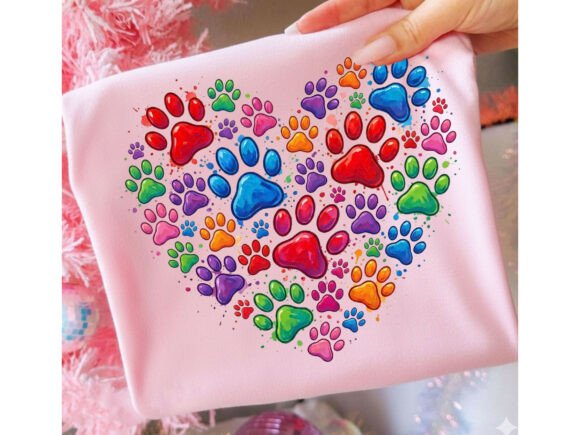 Download Dog Mama Colorful Paw Heart Tshirt Png - Heart tshirt png Collection