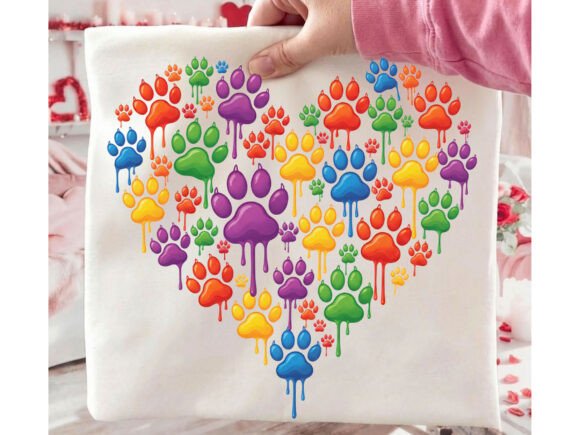 Download Dog Mama Colorful Paw Heart Tshirt Png - Heart tshirt png Collection