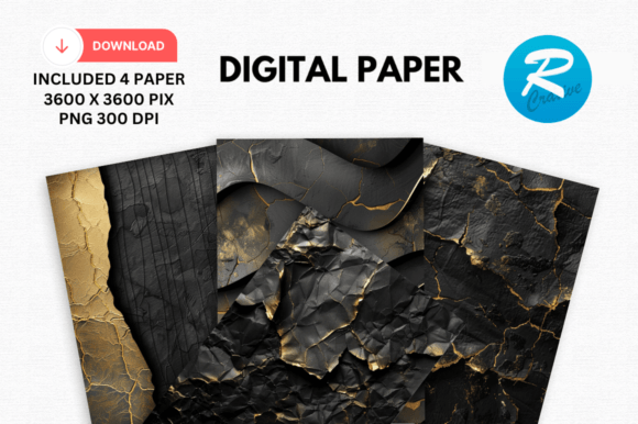 Download Watercolor Black and Gold Digital Paper - Premium Resources