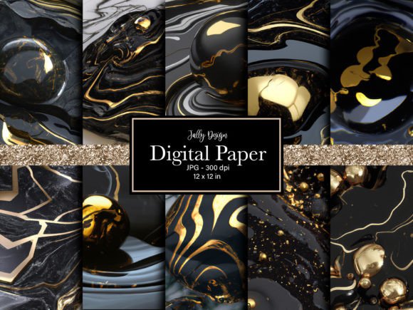 Download Black and Gold Digital Paper Pack - Black and gold digital paper Collection