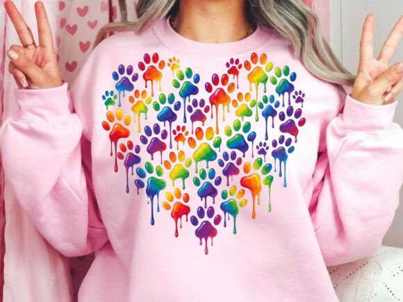 Download Dog Mama Colorful Paw Heart Tshirt Png - Heart tshirt png Collection