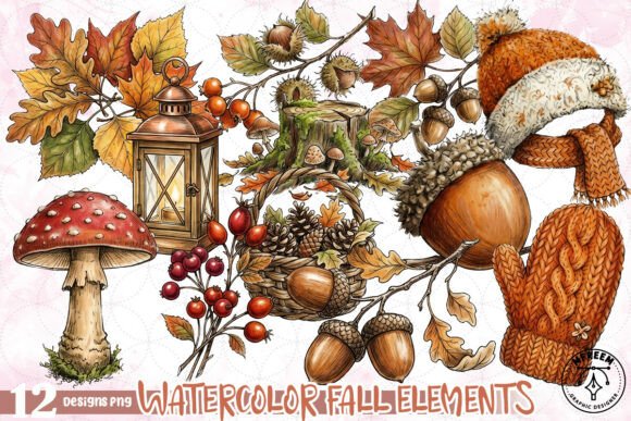 Download Watercolor Fall Elements PNG - Elements Collection