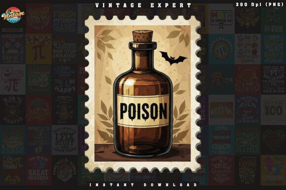 Download Vintage Poison Bottle Postage Stamp PNG - Premium Resources