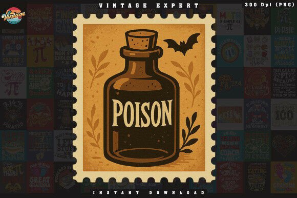 Download Halloween Poison Postage Stamp Clipart - Premium Resources